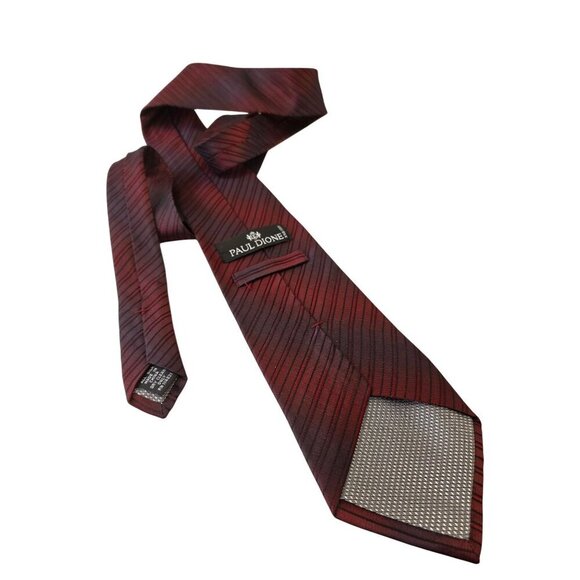 Paul Dione Y2K Bold Burgundy Angled Stripe Tie 4x61 Formal Suit Tie - Picture 6 of 7